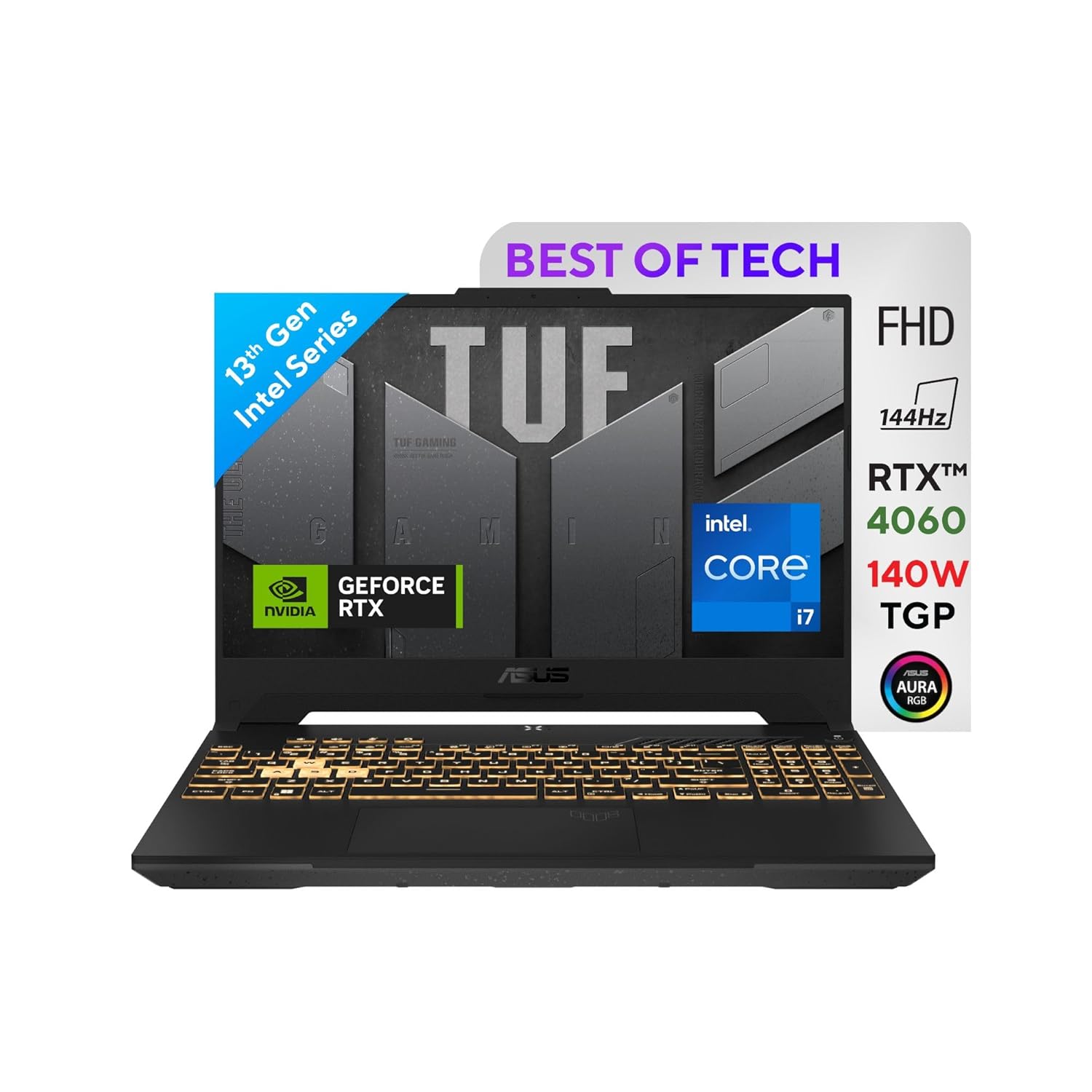 ASUS TUF F15 13th Gen, Intel Core i7-13620H Gaming Laptop(NVIDIA RTX 4060-8GB/140W TGP