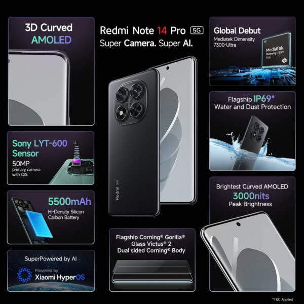 Redmi Note 14 Pro 5G Titan Black 8GB RAM 128GB Storage - Image 2